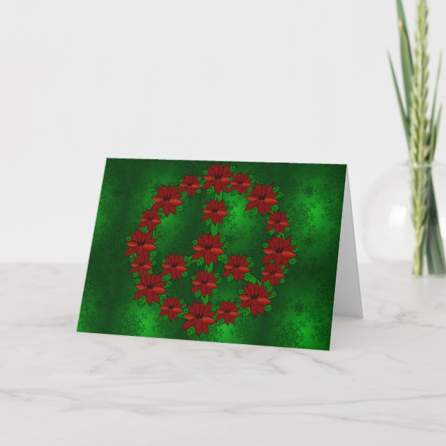 Poinsettia Peace Sign Holiday Card (Front)
