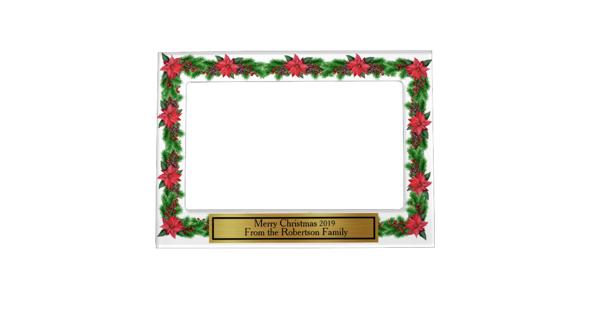 Poinsettia Personalized Christmas Frame Zazzle