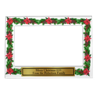 Poinsettia Personalized Christmas Photo Magnetic Frame