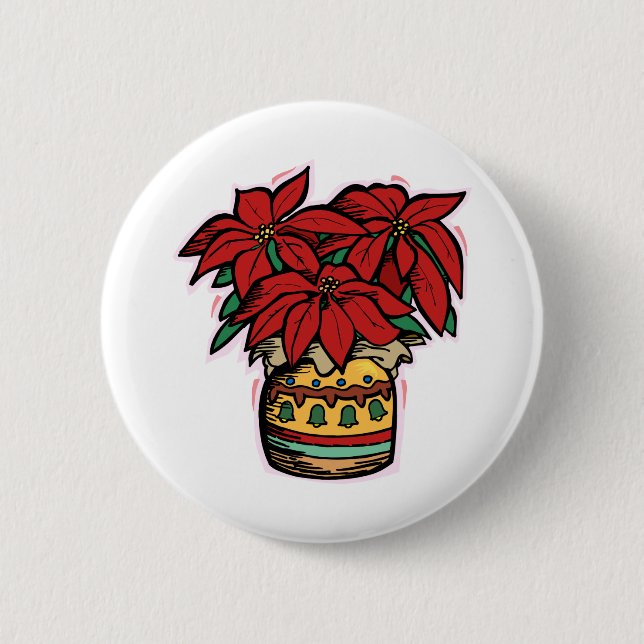 Poinsettia Pinback Button (Front)