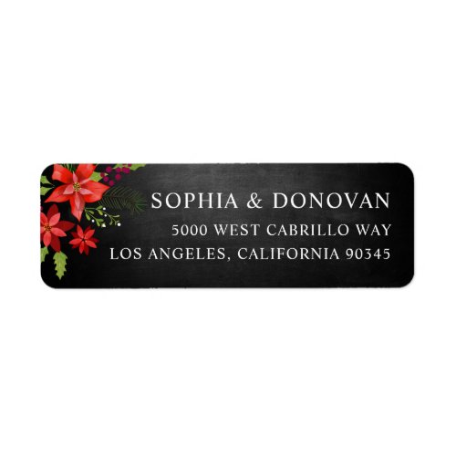 Poinsettia Pine Mistletoe Christmas Chalkboard Label