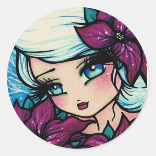 Poinsettia Pixie Christmas Winter Snow Sticker