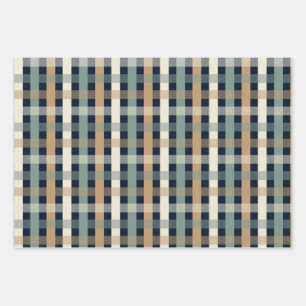 Poinsettia plaid black background winter holiday wrapping paper sheets