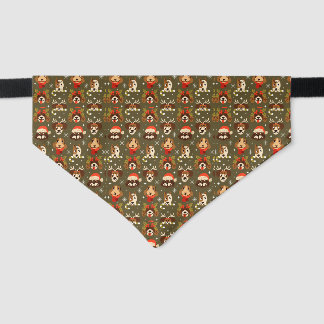 Poinsettia Pomeranian Dog Pet Bandana Collar