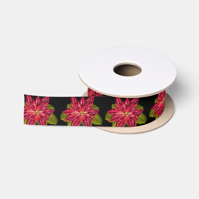 Poinsettia Pretty Magical Victorian Christmas Satin Ribbon (Spool)
