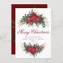 Poinsettia Red and Green Winter Floral Garland Holiday Card