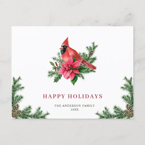 Poinsettia Red Cardinal Christmas Greeting Holiday