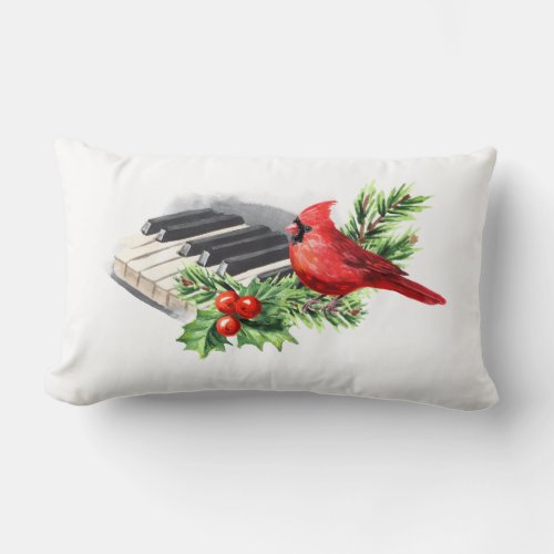 Poinsettia Red Cardinal Christmas Holiday Lumbar Pillow