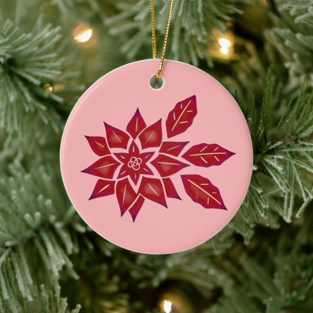 Poinsettia (red) ceramic ornament (Tree)