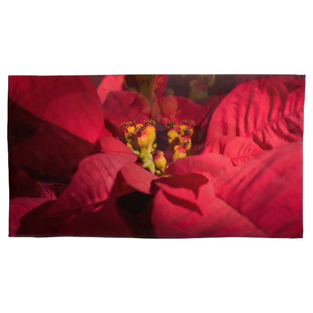 Poinsettia red Christmas flower Pillow Case (Front-Left)