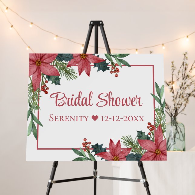 Poinsettia Red Floral Christmas Bridal Shower Foam Board (In Situ (Stand))