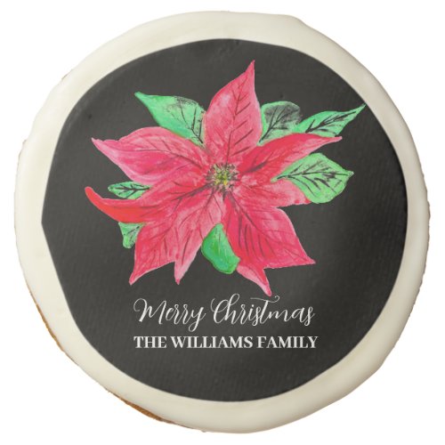 Poinsettia Red Floral Christmas Flower Xmas Sugar Cookie