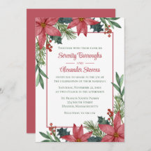 Poinsettia Red Floral Elegant Christmas Wedding