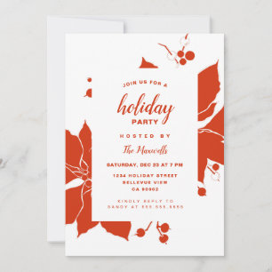 Poinsettia Red Graphic Holiday Party Invitation