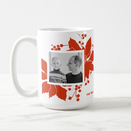 Poinsettia Red Graphic Holiday Photo Collage Coffee Mug