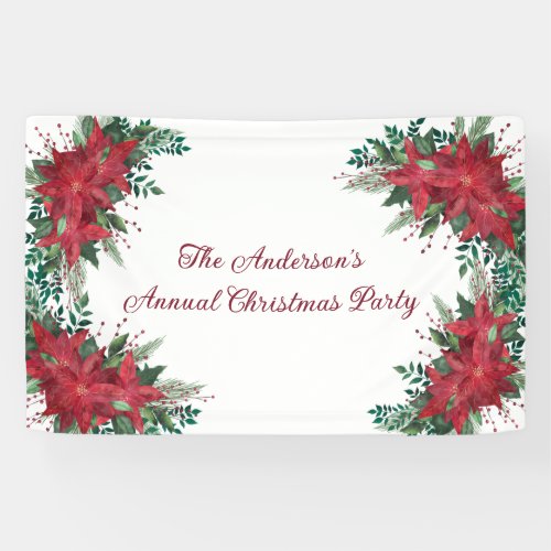 Poinsettia Red Green Holiday Christmas Party  Banner