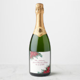 Classic Poinsettia Simple Modern Chic Christmas Wine Label