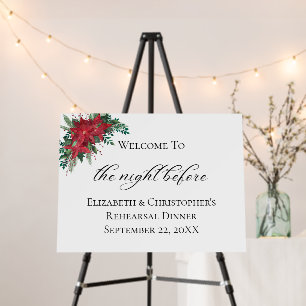 Poinsettia Red Green Rehearsal Dinner Welcome Sign