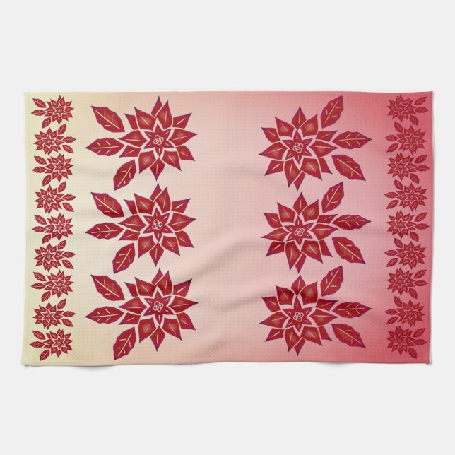 Poinsettia (red) kitchen towel (Horizontal)