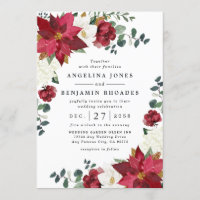 Poinsettia Red Winter Rustic Christmas Wedding