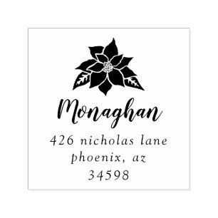 Poinsettia Return Address Self-Inking Stamp
