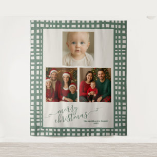 Poinsettia Sage Green Christmas Photo backdrop