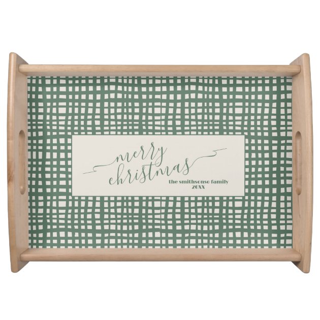 Poinsettia Sage Ivory Christmas retro Serving Tray