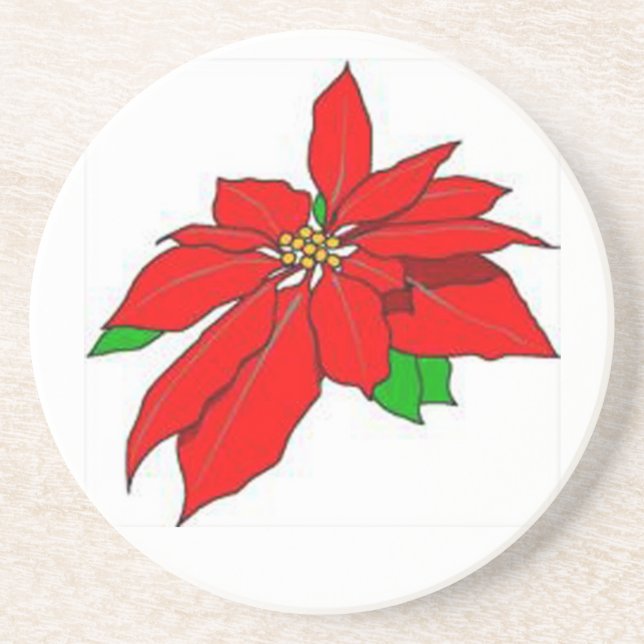 Poinsettia Sandstone Coaster (Front)