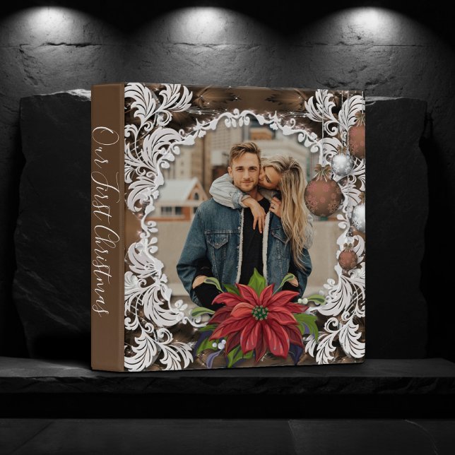 Poinsettia Scrapbook | Our First Christmas Ornate 3 Ring Binder (Creator Uploaded)