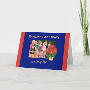 Poinsettia Season's Greetings From All of Us Holiday Card