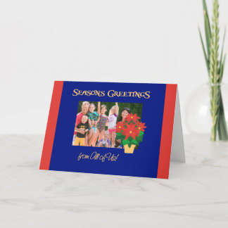 Poinsettia Season's Greetings From All of Us Holiday Card