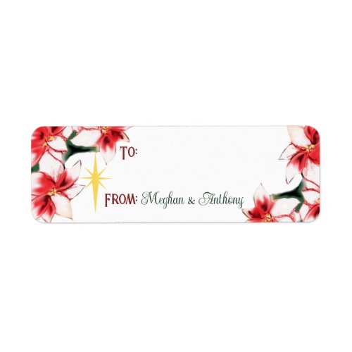 Poinsettia Self Stick Christmas Package Label Tags