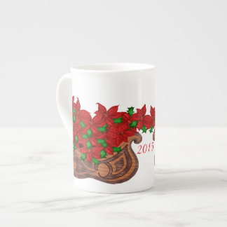 Poinsettia Sled Bone China mug