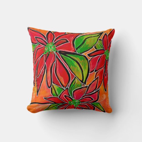 Poinsettia Square Pillow
