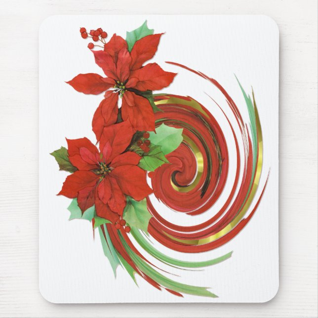 Poinsettia Swirl Mouse Pad (Front)