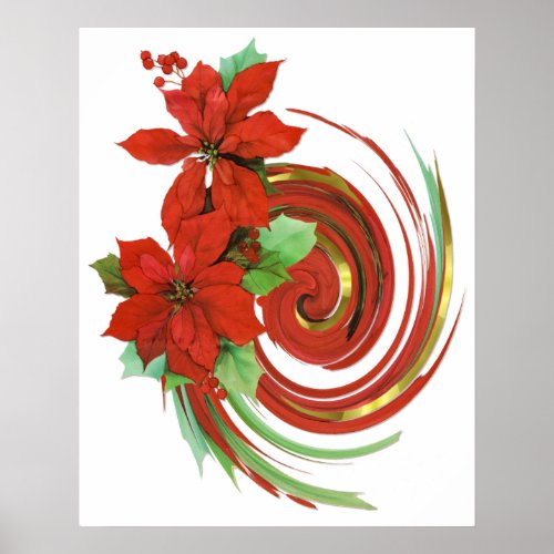 Poinsettia Swirl Poster