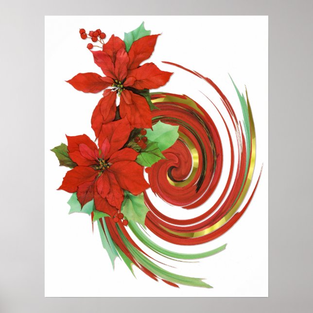 Poinsettia Swirl Poster (Front)