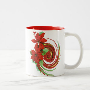 Poinsettia Swirl Two-Tone Coffee Mug
