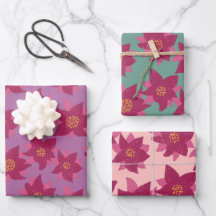 Poinsettia textured illustration bold flowers 