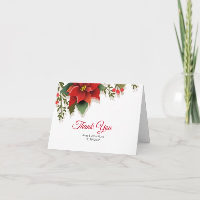 Poinsettia  Thank You Card (Front)