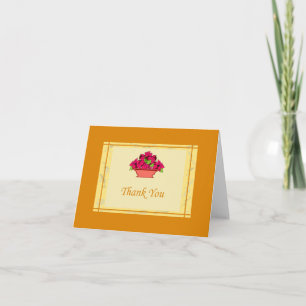 Poinsettia Thank You Card With Yellow Border