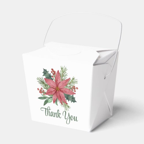 Poinsettia Thank You Wedding Red Floral Christmas Favor Boxes