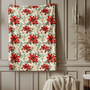 Poinsettia Throw Blanket Traditional Holiday Gift