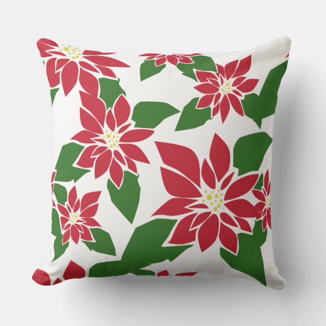 Poinsettia Throw Pillow (Front)