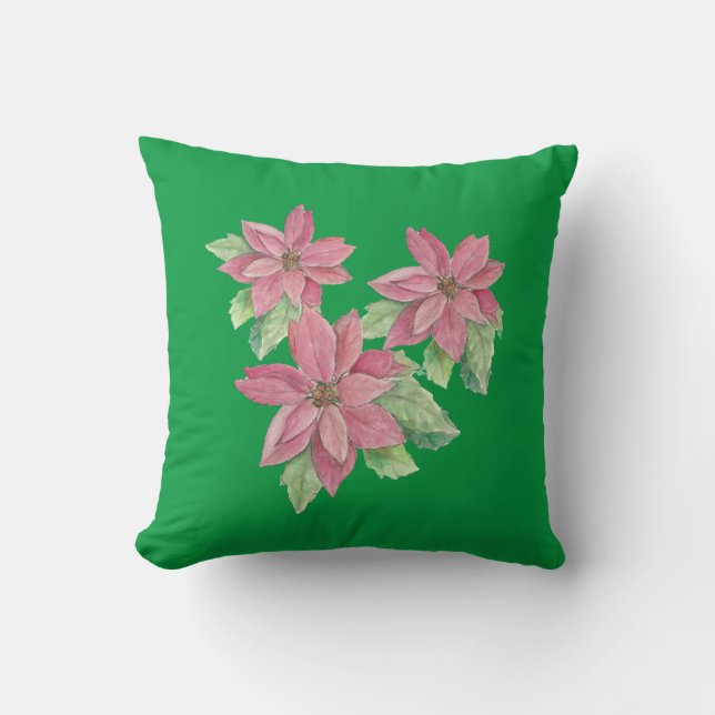 Poinsettia Throw Pillow (Front)