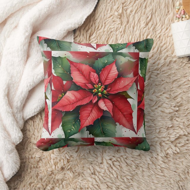 Poinsettia Throw Pillow (Blanket)