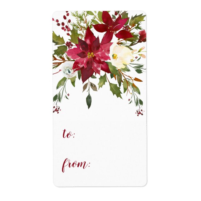 Poinsettia To From Christmas  Label (Front)