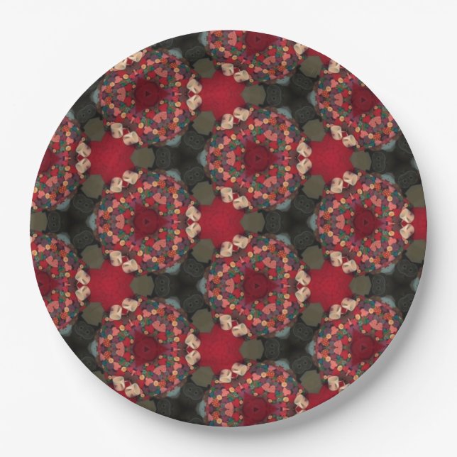 Poinsettia Trifecta  Abstract Design ll  Paper Plates (Front)