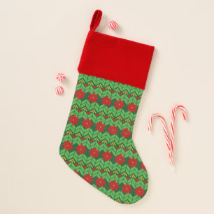 Poinsettia Ugly Sweater Style Christmas Stocking