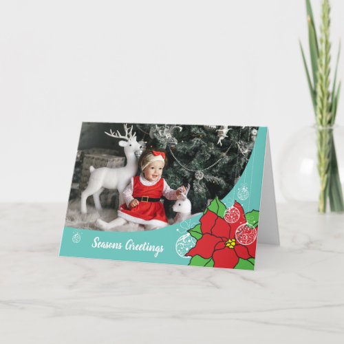 Poinsettia Unique Holiday Photo Cards Digital Phot